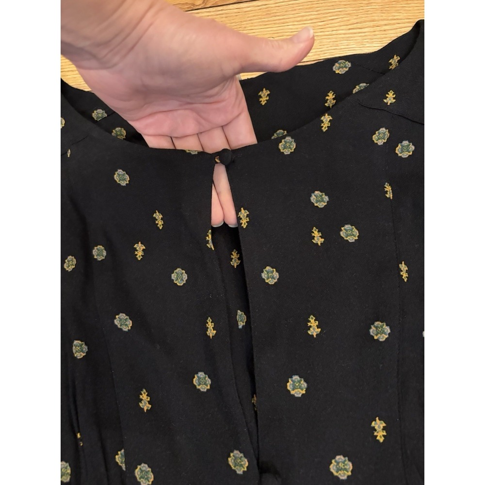 Free People Love Grows Long Sleeve Romper Keyhole Fairy Boho Black SZ M Medium - Picture 3 of 10